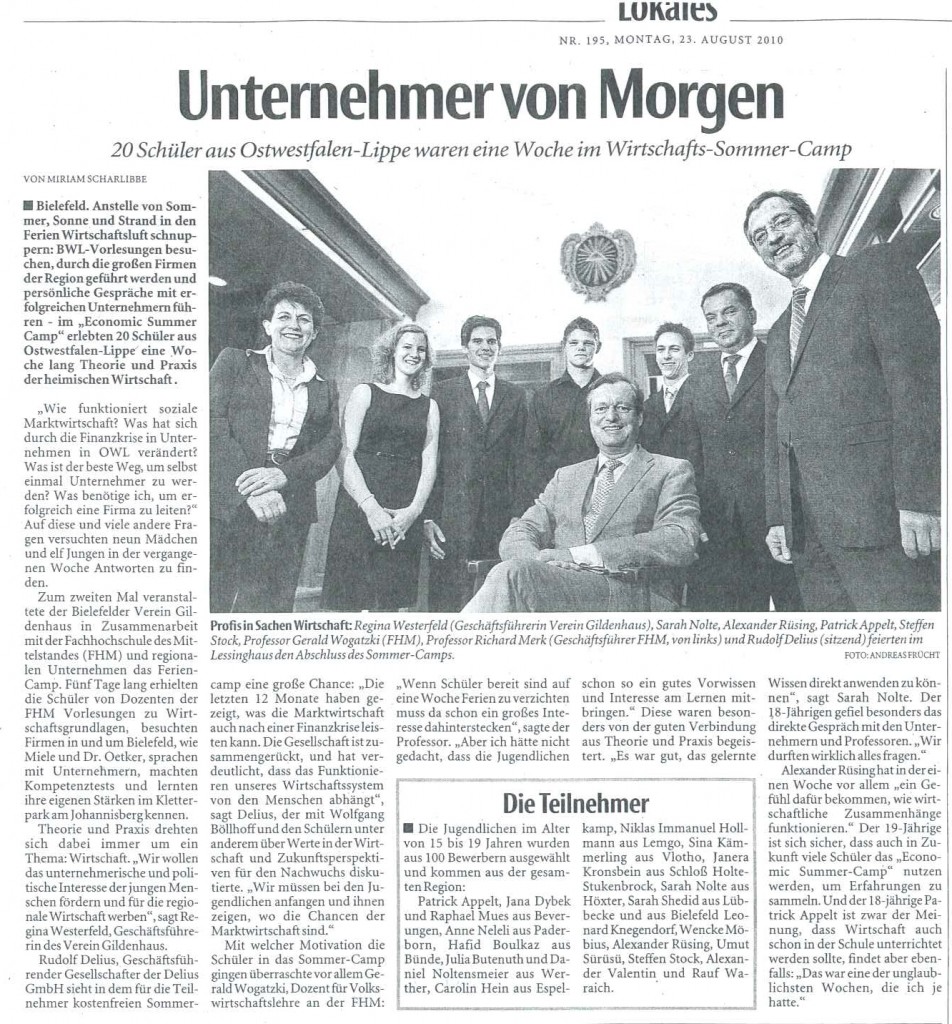 Neue Westfälische, Lokalteil, 23.08.2010